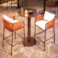 Meubles de jardin en rotin d'extérieur, chaise moderne pour terrasse d'hôtel, tabourets de bar en aluminium tressé, table à manger pour restaurant