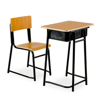 Ensemble bureau et chaise d'étudiant en bois avec tiroir pour salle de classe et établissements de formation