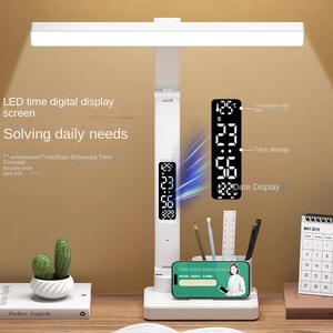 โคมไฟ LED ตั้งโต๊ะในห้องนอนสำหรับการอ่านหนังสือของนักเรียนพร้อมด้วยโทรศัพท์มือถือและที่ใส่ปากกาและนาฬิกา LED และปฏิทินและเครื่องวัดอุณหภูมิ - Product Image 6
