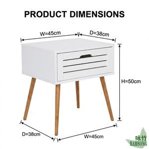 Table de chevet en <span class=keywords><strong>bambou</strong></span> écologique avec base trépied, style intérieur doux et neutre, grande capacité de rangement avec tiroir intérieur pour articles personnels - Product Image 2
