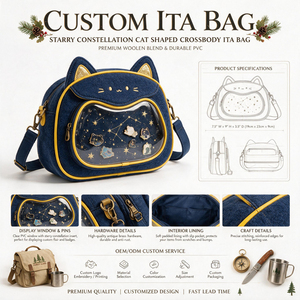 กระเป๋า Ita Bag แบบ ODM OEM สั่งทำได้ กระเป๋าสะพายข้างใส่ของได้เยอะ มีหน้าต่างใส สำหรับสะสมเข็มกลัดอนิเมะ ป้ายติดเสื้อ คอสเพลย์ กระเป๋าถือสะพายไหล่ - Product Image 1