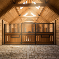 Abri pour chevaux préfabriqué de 3,6 m, mobile, extérieur, avec structure en acier thermolaqué, étable pour chevaux avec remplissage en bambou