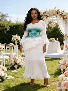 Abito Lungo Casual Elegante Stile Plissettato Originale Sheen, Taglie Forti, Alta Moda Autunnale per Signore Distinte - Product Image 3