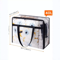 Sacs de rangement modernes 40L en PVC de grande capacité Boîtes de déménagement pliables transparentes pour vêtements et literie couette couette pour stockage de jouets de voyage
