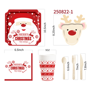 DAMAI Customized Disposable Paper <b>Plates</b> with Santa and Christmas Tree Pattern Christmas Theme Tableware <b>Set</b> Decorations - Product Image 5