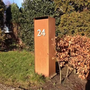 ตู้จดหมายกลางแจ้งแบบตั้งพื้นสไตล์วินเทจ ทำจากเหล็กคอร์เทน ทนทาน ติดตั้งง่าย กันน้ำ - Product Image 3