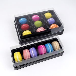 Custom 6 9 pcs macaron sushi dessert plastic blister tray with clear lid packaging for display