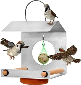Уличная декоративная поилка для птиц JH-Mech для внутреннего дворика и сада, подвесная металлическая поилка для птиц