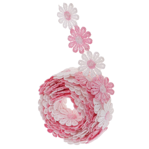 Ruban de dentelle délicat à motif floral 3D marguerite pour vêtements de boutique pour enfants, idéal pour les nœuds de cheveux faits main et l'emballage cadeau - Product Image 1