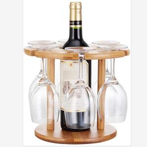 Rak Pengering Gelas Anggur dan Tempat Botol, Rak Anggur Bambu Kayu Alami, Sempurna untuk Pecinta Anggur dan Tamu - Product Image 1