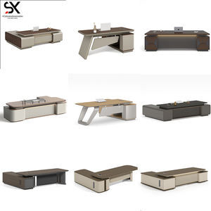 Juego de escritorio ejecutivo de lujo moderno, mesa de madera CEO con silla de oficina gris nogal, muebles de oficina modulares de nuevo diseño - Product Image 4