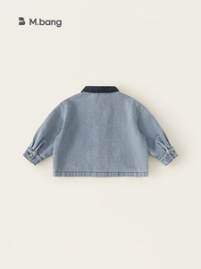 <span class=keywords><strong>Camicia</strong></span> in denim con risvolto a contrasto di colore, <span class=keywords><strong>giacca</strong></span> casual semplice per bambini e bambine, abbigliamento primaverile e autunnale - Product Image 3