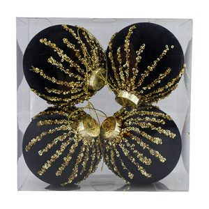 Boules <span class=keywords><strong>de</strong></span> Noël, décorations d'arbre <span class=keywords><strong>de</strong></span> Noël noires <span class=keywords><strong>et</strong></span> dorées, ornements rustiques en ficelle <span class=keywords><strong>de</strong></span> jute en soie incassable, ficelle dorée - Product Image 2