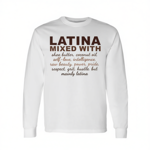 Camiseta de manga larga Latina con mezcla de manteca de karité y aceite de coco, Self Love Pride Grit Hustle - Product Image 3