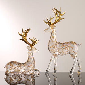 Decorazione all'ingrosso moderna per la tavola di lusso trasparente <span class=keywords><strong>alce</strong></span> in oro ornamenti personalizzati di <span class=keywords><strong>alce</strong></span> di natale in resina animale - Product Image 1