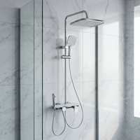 Kit de robinetterie de douche chromé haut de gamme avec distributeur d'eau 4 voies, pulvérisateur supérieur haute pression et mitigeur de salle de bain à main autonettoyant