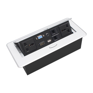 กล่องสายเคเบิลอเนกประสงค์จิน หรงต้าสีเงินพร้อมพอร์ต USB HDMI VGA สำหรับโต๊ะประชุมสำนักงาน - Product Image 2
