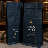 Sachet d'emballage pour produits café, type stand-up, avec valve de dégazage unidirectionnelle pour une fraîcheur et une utilisation professionnelle garanties