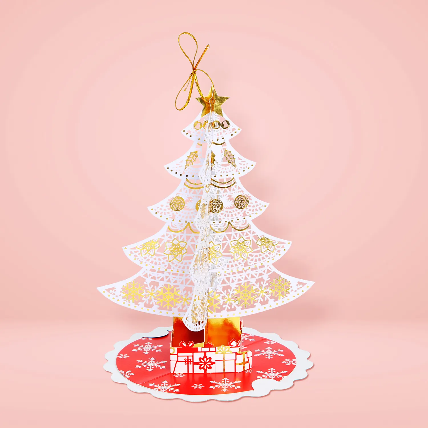 Papel da árvore de natal, enfeite de papel de decoração externa 3d, cartão de visita pop-up 3d