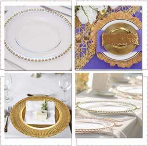 Platos Redondos Transparentes de Plástico de 13 Pulgadas para Servir la Cena, Platos Redondos Transparentes con Borde de Perlas para Eventos - Product Image 3