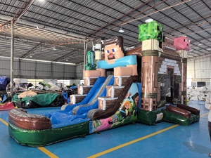 สินค้าขายดี ยี่ห้อ QY รุ่น QY001 ปราสาทลม <span class=keywords><strong>My</strong></span> <span class=keywords><strong>World</strong></span> พร้อมสไลเดอร์และแทรมโพลีน วัสดุ PVC คุณภาพสำหรับเชิงพาณิชย์ ปรับแต่งได้ - Product Image 4