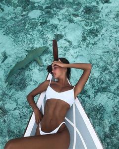 Traje de Baño Sexy para Mujer Madura Japonesa, Bikini sin Costuras para Adolescente, Traje de Baño Reversible con Estampado Floral Sólido Personalizado - Product Image 5