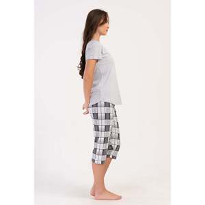 Conjunto de Pantalones Capri KADIN P.SUPREM O YAKA KISA KOL ETEGI OVAL - Gris Melange - Gris Melange - Product Image 3