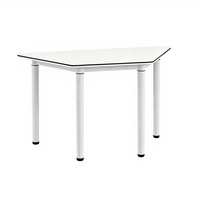 Table de formation modulaire focalisée, plateau trapézoïdal blanc, quatre pieds fixes, pour réunions, salles de formation, salles de classe, salles de collaboration
