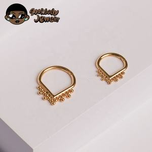 <span class=keywords><strong>Piercing</strong></span> para el cuerpo de titanio Joyas Colores anodizados Cuentas de soldadura Anillo para el tabique Pendientes de gota de agua - Product Image 3