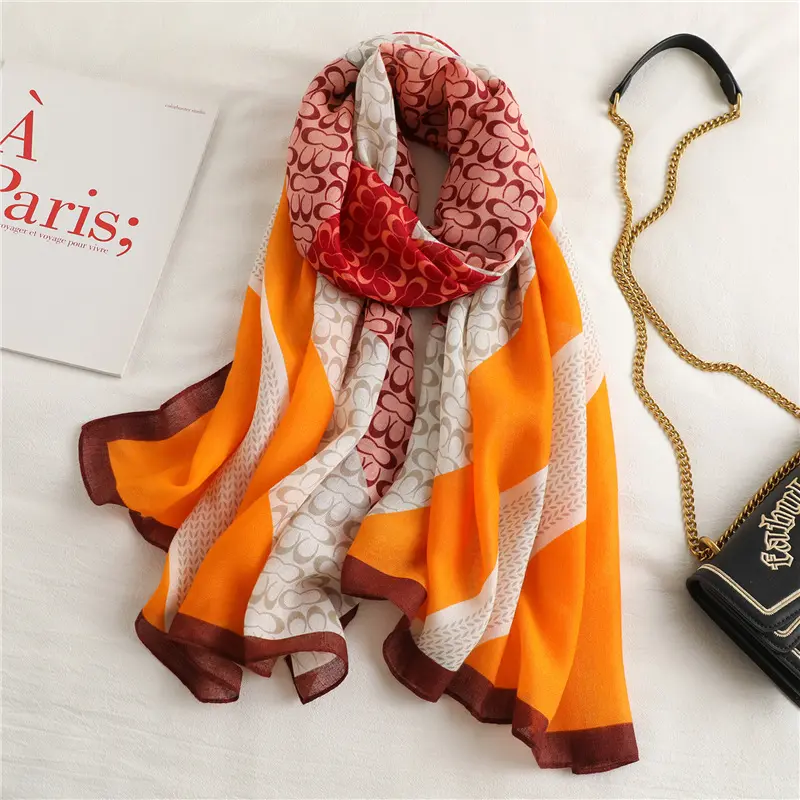 Brief gestreiften Schal Damen großen Baumwolle und Leinen Schal passend Farbe Mode alles Lätzchen Kopftuch neu