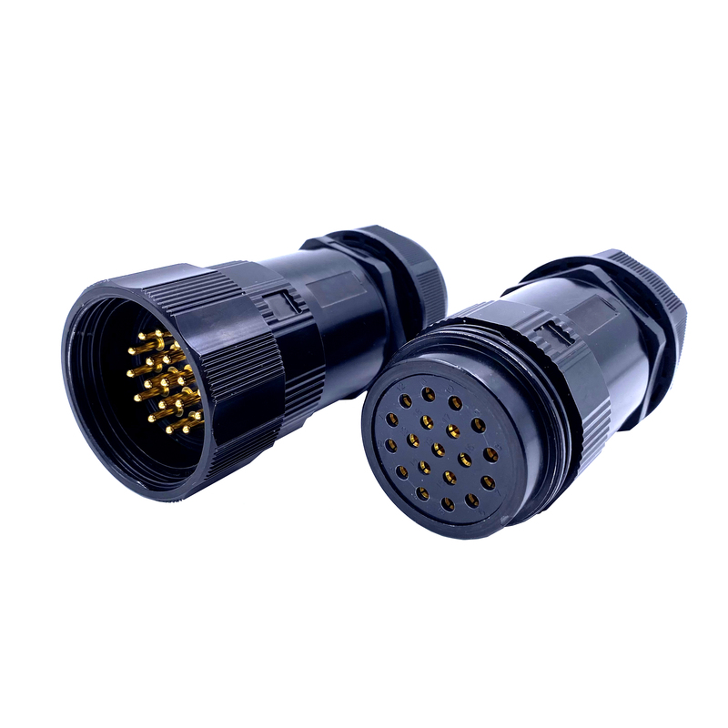 Waterproof Electrical Industrial Connector Black 19
