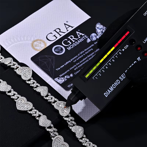 925er Sterlingsilber VVS Moissanit Halskette Hip Hop Diamantprüfer-geprüft Vergoldete Iced Out Herz Cuban Gliederkette für Unisex - Product Image 2