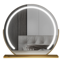 Miroir cosmétique LED rond en gros avec éclairage d'appoint à variation de luminosité tactile intelligente, miroir de maquillage encadré pour coiffeuse et table de chambre