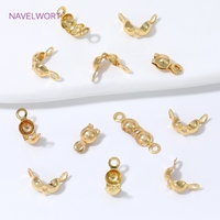 50 pièces Embouts de finition en laiton de 4 mm à double coupelle, plaqués or 18 carats, avec couvercle de nœud à sertir, pour la rétention durable de la couleur, pour la fabrication de bijoux DIY