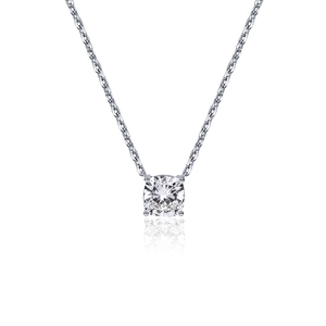 MSN-890 Collar de Oro Blanco de 14K con Diamante Cultivado en Laboratorio de Corte Cojín de 3CT, Regalo de Aniversario - Product Image 1