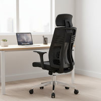 Chaise de bureau ergonomique moderne à dossier haut en maille respirante, avec appui-tête en cuir réglable et pivotant, vente en gros directe d'usine