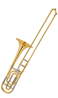 F/Bb Key Tenor Trombone BASS Range Gold Lacquer Brass Portable Instrument with 12.6mm Bore Size
