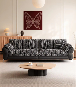 Canapé <span class=keywords><strong>en</strong></span> <span class=keywords><strong>cuir</strong></span> et tissu de style français du milieu du siècle <span class=keywords><strong>pour</strong></span> petit salon, canapé droit <span class=keywords><strong>en</strong></span> <span class=keywords><strong>cuir</strong></span> et tissu Liuying Galado <span class=keywords><strong>pour</strong></span> grand salon - Product Image 1