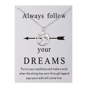 จี้สร้อยคอรูปลูกศรแผนที่โลกที่สง่างามสร้อยคอโชคเกอร์โซ่เสน่ห์สร้อยคอสำหรับผู้หญิงผู้ชายเครื่องประดับตามความฝันของคุณเสมอกระดาษแข็ง - Product Image 2