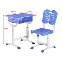 Ensemble de bureau et chaise d'écolier ergonomique pour un seul élève, avec hauteur réglable, dossier solide et structure métallique pour l'apprentissage en classe
