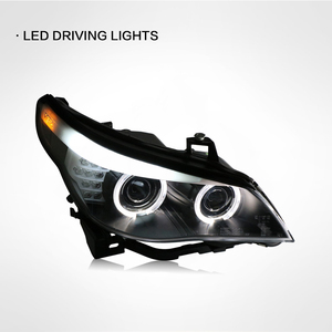 Faros Delanteros para <span class=keywords><strong>BMW</strong></span> <span class=keywords><strong>E60</strong></span> 2003-<span class=keywords><strong>2009</strong></span> <span class=keywords><strong>523I</strong></span> 530i, Estilo Deportivo, Ojos de Ángel LED, DRL, HID Bi-xenón, Repuestos para Auto - Product Image 2
