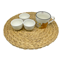 Tapis de rangement rond décoratif en jacinthe d'eau naturelle tissé à la main pour fruits et aliments