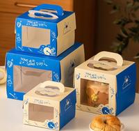 Boîtes à gâteaux biodégradables personnalisées avec logo imprimé, fenêtre transparente, pour pâtisseries, truffes, avec poignée en papier