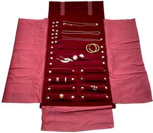 OEM ODM fabbrica personalizzato di viaggio gioielli in velluto <span class=keywords><strong>Roll</strong></span> <span class=keywords><strong>Bag</strong></span> Organizer per collana bracciale orecchini anelli - Product Image 1