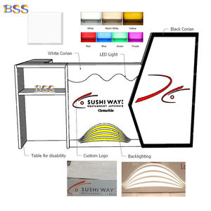 Mostrador de restaurante Mármol artificial blanco Bistro comercial Cóctel Jugo <span class=keywords><strong>Sushi</strong></span> Comida Marina Pescado Restaurante Bar Mostrador Muebles - Product Image 3