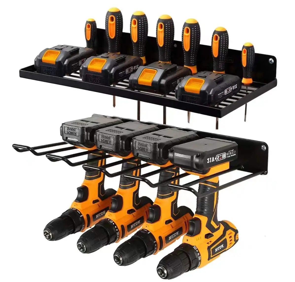Power Tool Organizer with Charging Station Drill Holder Wall Mount Garage Storage Shelves for Organization