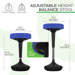 HMS blu alto girevole attivo equilibrio sedia con altezza regolabile Design moderno tessuto di maglia e ferro per uso ufficio a casa - Product Image 5