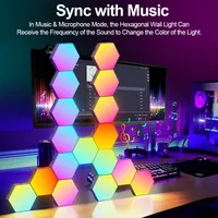 Lampe murale hexagonale intelligente RGB en ABS, lumière d'ambiance à changement de couleur, veilleuse DIY, rythme musical, application, salle de jeux, chambre à coucher