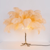 Lampe de table créative romantique lampe en plumes d'autruche nordique hôtel chambre chevet moderne luxe cuivre lampes de table en plumes d'autruche