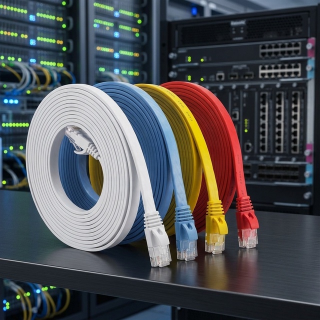 Flat Cat6a Cat6 Patch Cord High Speed 10Gbps RJ45 Ethernet Network Cable 24AWG FTP LAN Jumper for Smart Home Office
